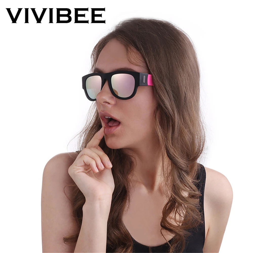 VIVIBEE Novelty Mirror Men Polarized Folding Sunglasses New Arrival Slap Sport Foldable Wristband Shades 2025 Trend Product