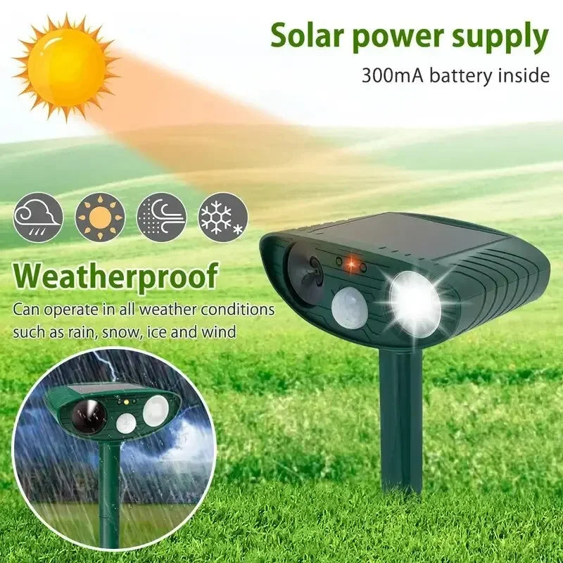 1pc ultrasound  Repellant Cat Dog Repellant Solar Powered Rechargeable Garden Waterproof creature Deterrent For Farm Yard