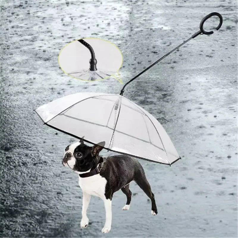 2023 New Pet Umbrella Leash Rainproof Snowproof Dog Umbrella Leash for Small Dogs Steerable Adjustable Doggy Outdoor Umbrella