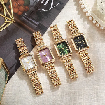 2025 Hot Brand Stainless Steel Strap Watch Women Luxury Gift Quartz Wristwatch Student Fashion Simple Square Quartz Watches